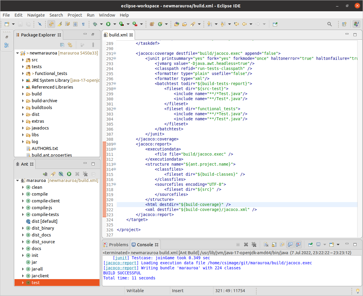The JUnit view