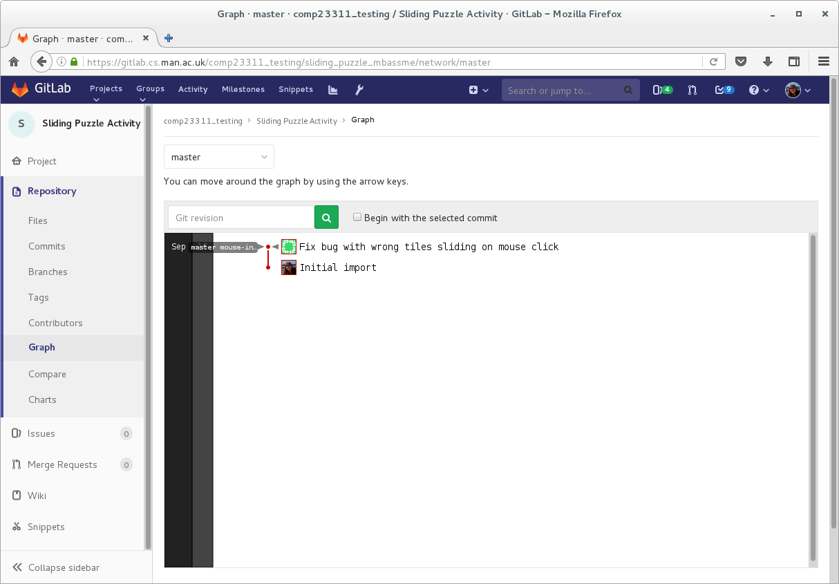 Screenshot showing check gitlab network after feature branch is pushed