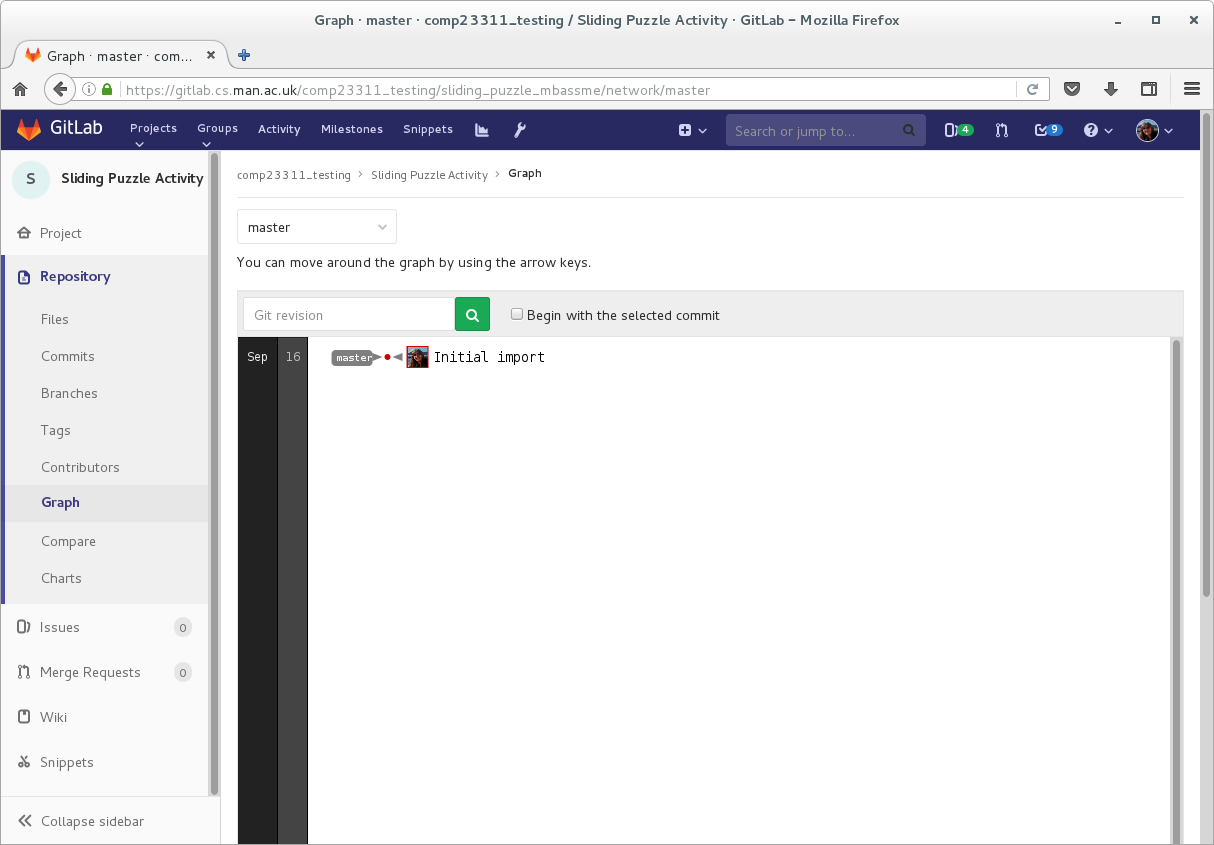 Screenshot showing gitlab before pushing