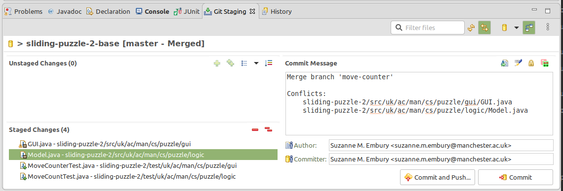 Commit view when all conflicts have been removed