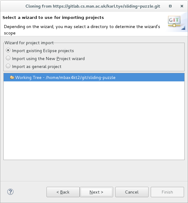 Import existing Eclipse projects 