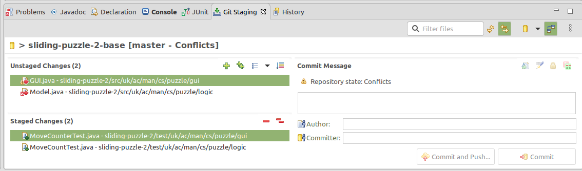 Special commit view